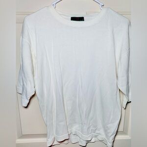 Vintage 90s Abercrombie & Fitch White Knit Short Sleeve Crewneck Sweater Unisex‎